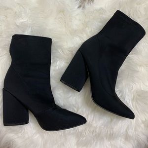 Miss Lola Lycra Booties Chunky Heel
